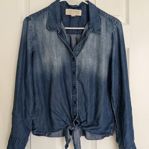 Cloth & Stone chambray tie front button up, xs